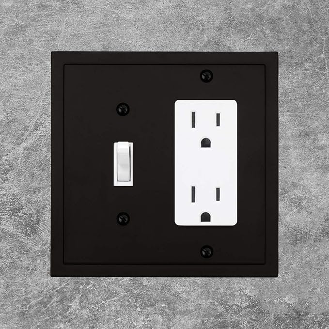 Modern Edge Decorative Wall Plate Switch Plate Outlet Cover, Durable Solid Zinc Alloy (Toggle/Decorator, Matte Black)