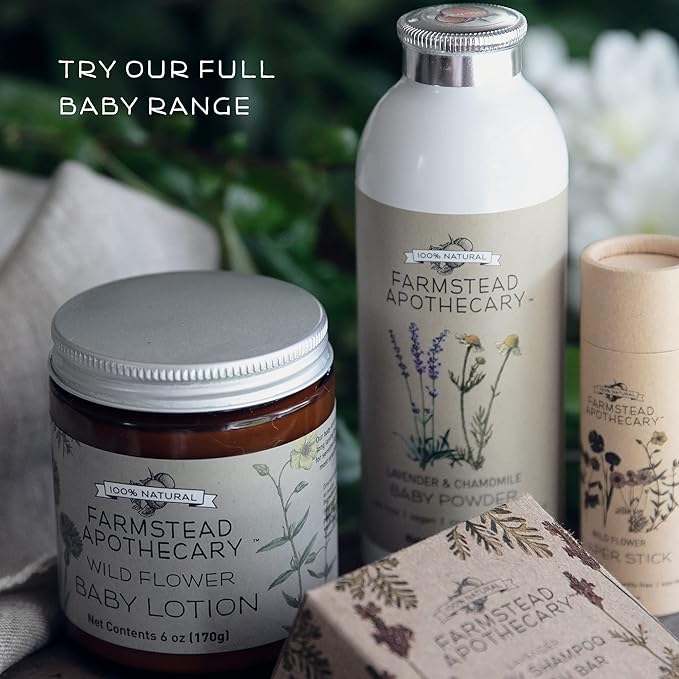 Farmstead Apothecary Baby Lotion- 100% Plant based & Organic- Wildflower 6 oz