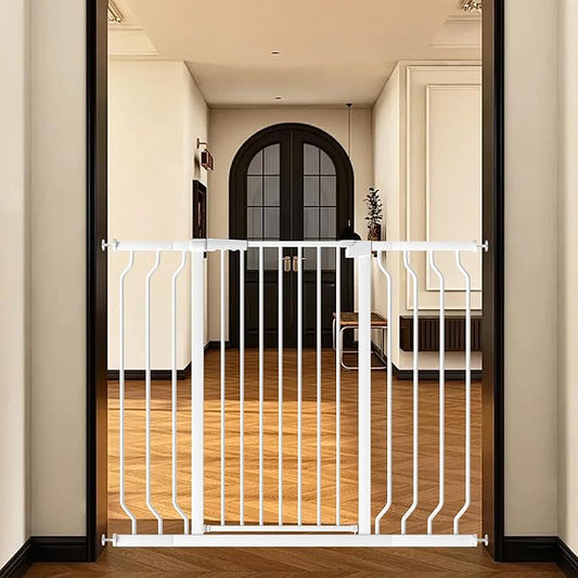 Extra Tall 40.55" Gate, 29.92-46.06" Extra Tall and Wide Dog Gate,Extra Wide Baby Gates Pressure Mounted Walk Through for Doorways,Stairs, Kitchen White