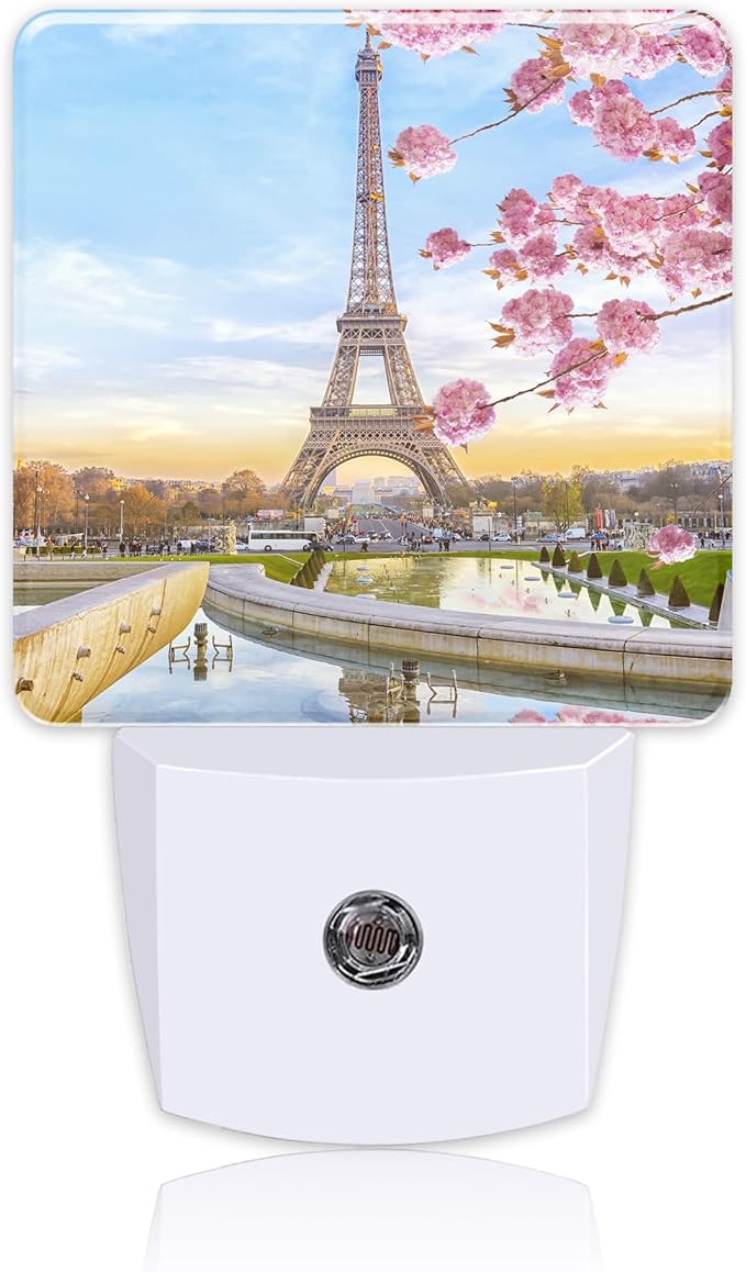 Plug in Night Lights Eiffel Tower in Spring Nightlight Plug Into Wall Dusk to Dawn Sensor LED Night Light for Kid Girls Boys Women Men Room Decor, Hallway, Kitchen, Bathroom, Nursery, Stairs