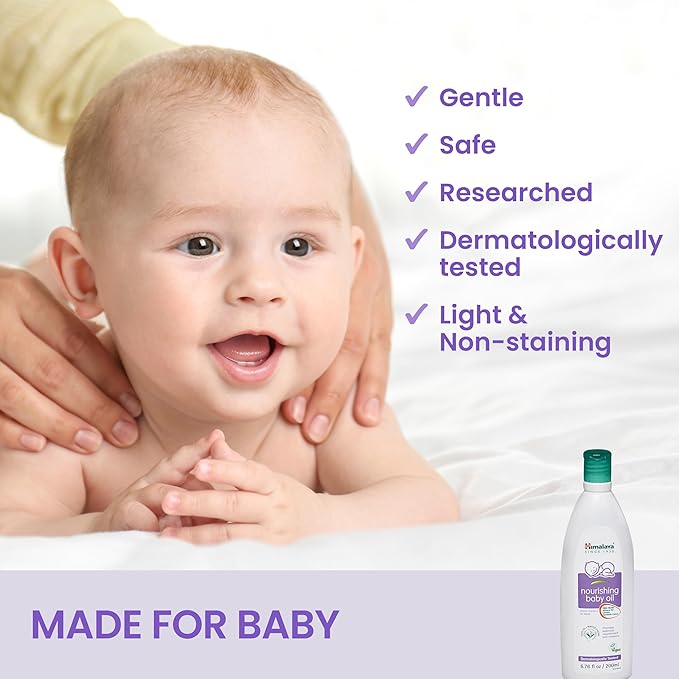 Himalaya Nourishing Baby Oil, Light & Non-Greasy for a Soothing Massage or Baby Bath, 6.76 oz, 2 Pack