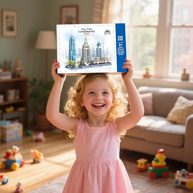 New York Skyline Micro Mini Blocks Building Set, The Statue of Liberty,Empire State Architecture Building, Brooklyn Bridge, Gift for Kids and Adults (3262 Pieces)