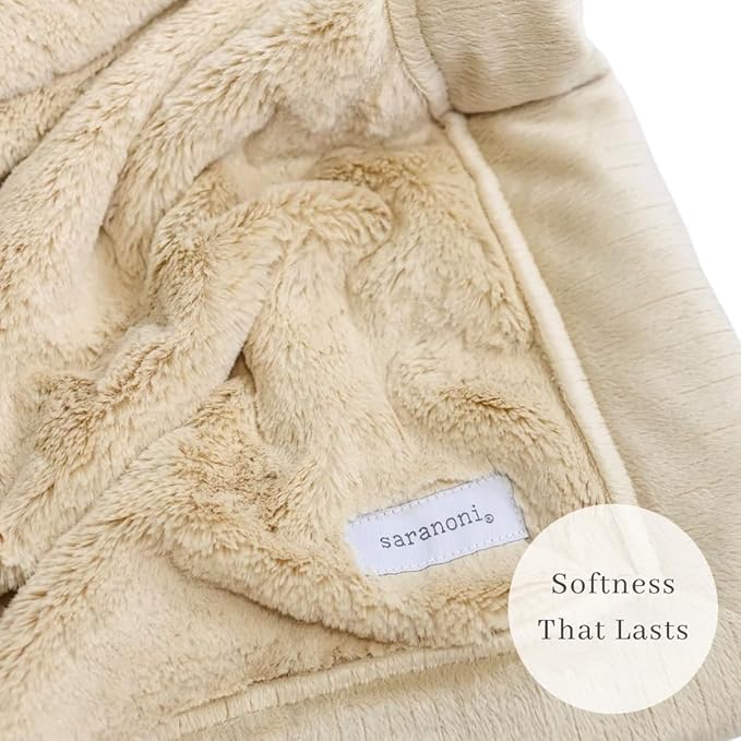 SARANONI Luxury Lush Kids Blanket | Ultra-Soft & Cozy Plush Comfy Blankets for Kids & Teens | Ivory - 40” x 60”