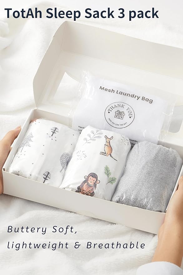 TotAha Sleep Sack 12-18-24 Months 3-Pack, Buttery Soft Baby Wearable Blanket, Light Baby Sleeping Bag with 2-Way Zippers for Boys and Girls, 0.5 TOG