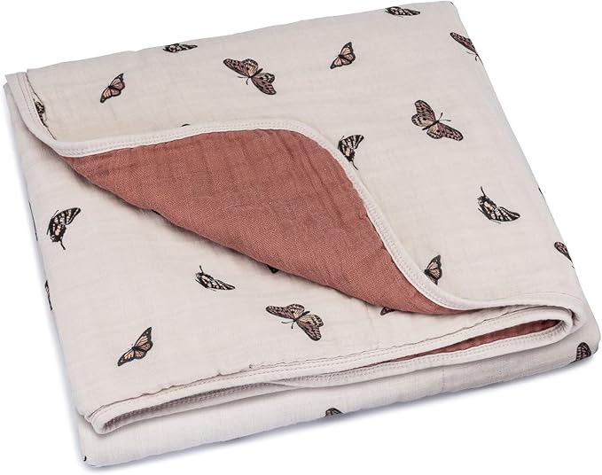 Parker Baby Muslin Blanket | 100% Soft Cotton Toddler Quilt & Baby Muslin Swaddle | Gender Neutral Design 47" x 47" Blanket