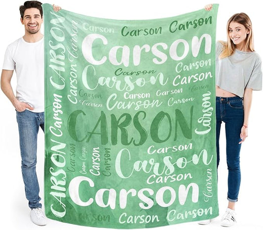 Personalized Custom Baby Blanket with Name for Girls Boys Kids Customized Flannel Blanket for Bed Nursery Room Baby Stroller