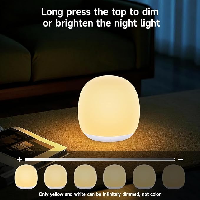 Night Light for Kids, Night Light for Baby Nursery, Color Changing&Dimmable Touch Control Egg Lamp Portable, Toddler Nightlight Silicone Lamp with Timer for Bedside, Camping, Easter (Green)