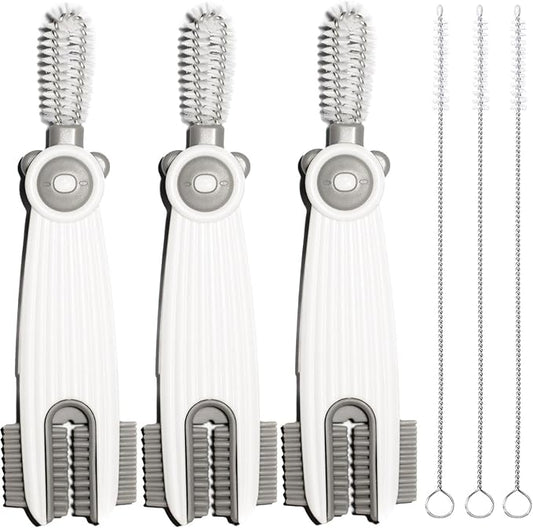 3 in 1 Cup Lid Gap Cleaning Brush Set with 3 Straw Cleaner Brush, Multifunctional Cup Cover Cleaning Brush, Small Cleaning Brushes for Nipple, Water Bottle Lid, Home Kitchen Cleaning Tools, Pack of 3