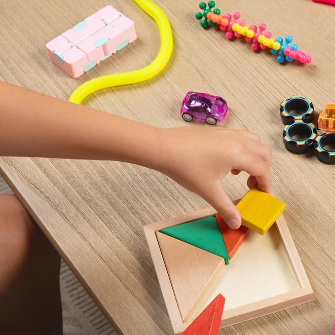 Travel Essentials for Kids – All-in-One Hanging Bag with Kid Toys, Road Trip Activities for Kids, Sensory Toys & Travel Games for Airplane Trips, Car Rides, Gifts for Boys & Girls 4+ Years (Seafoam)