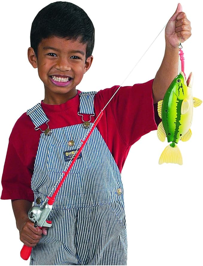 Small World Toys Magnetic Fishing Game, Catch of The Day Bass Fishing Toy for Kids Ages 3+, Includes Kids Fishing Pole and 1 Fish For Toddler Bath Toys, Water Fish Toys For Pools & Tubs