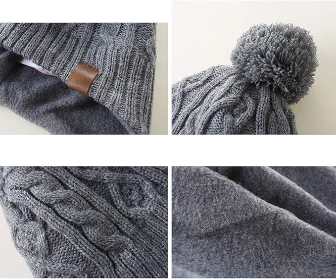 LMLALML Boys Winter Hat Earflap Knitted Beanie for Kids Warm Fleece Lined Thicken Hat for Baby