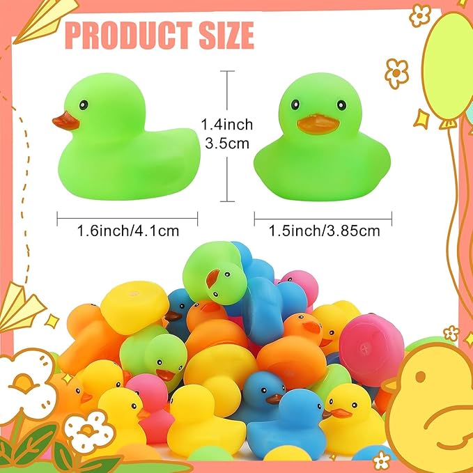 50Pcs Mini Rubber Duck Bath Toys, Multicolor Bath Ducks Bulk Float Duck Baby Bath Toy for Shower Birthday Party Favors Gift Classroom Summer Beach Pool Party Games