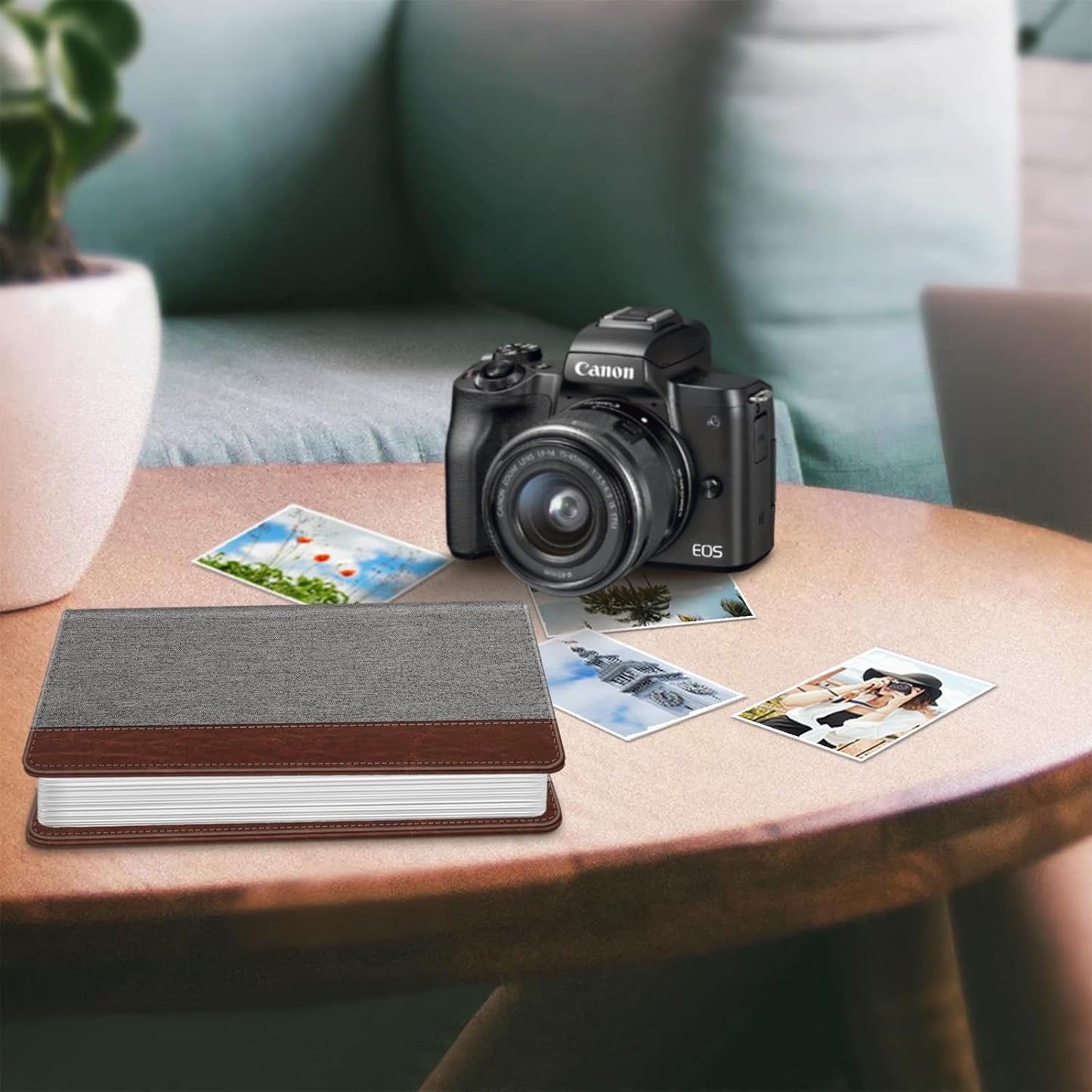 Fintie Photo Album for 4x6 Photos - 112 Pockets Vegan Leather Cover Memory Albums Book for Birthday Family Anniversary Vacation Pictures, Denim Grey