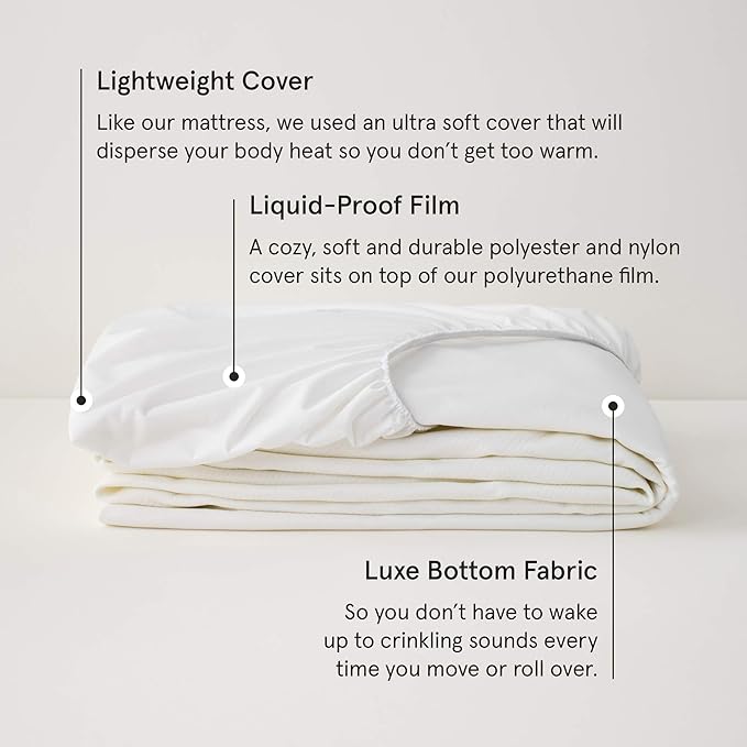 Tuft & Needle Twin XL Mattress Protector - Waterproof, Liquid-Proof, Sleeps Quiet, Fitted Sheet Style, Soft and Comfortable, White