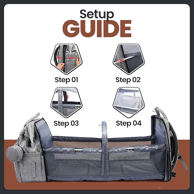 Baby Diaper Bag Backpack with Changing Station, Large Capacity, USB Port, Pacifier Case, Mosquito Net & Wipes Bag Stylish Travel Bag for Boys, Girls, Moms & Dads, Shower Gift