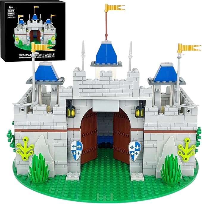 Usoway Medieval Knight Castle Building Blocks Set,Comes with 12 Knights Figures,Compatible with Lego Medieval Town Square Toys,for Adult and Children Ages 6+, 607016