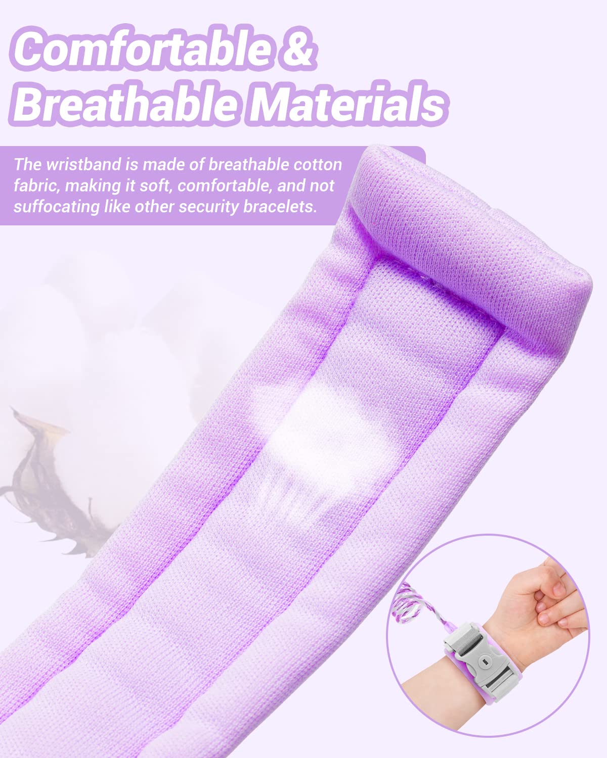 Dr.meter Kids Leash for Toddler, Reflective Anti Lost Wrist Link with Key & Lock, 8.2ft Safety Wristband Child Walking Harness for Supermarket Mall Airport Amusement Park Zoo Travel, Purple