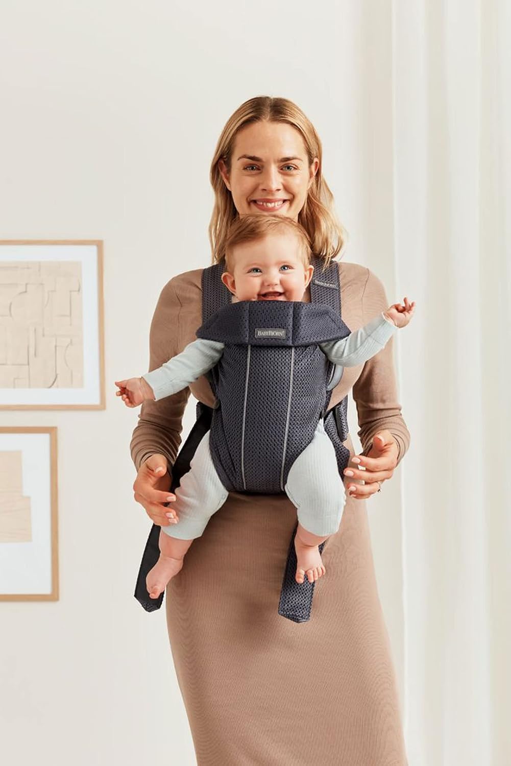 BabyBjörn Baby Carrier Mini, Anthracite, 3D Mesh | Newborn Carrier (7-25 lbs), Ergonomic, Easy-to-Use