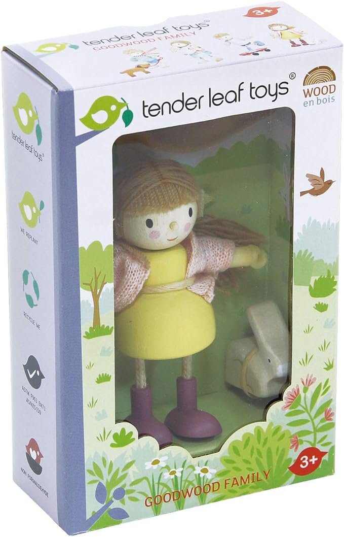 Tender Leaf Toys - The Goodwood Family - Wooden Miniatures Flexible Doll, Multicultural Action Figure for Dollhouse - Encourage Creative and Imaginative Fun Play for Children - Age 3+