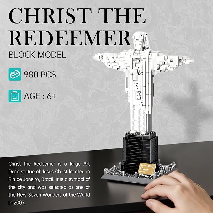 Jesus Architecture Model Building Blocks Set,Brazil Christ The Redeemer Statue World Famous Landmark Series Toys Gitf for Kids Adults