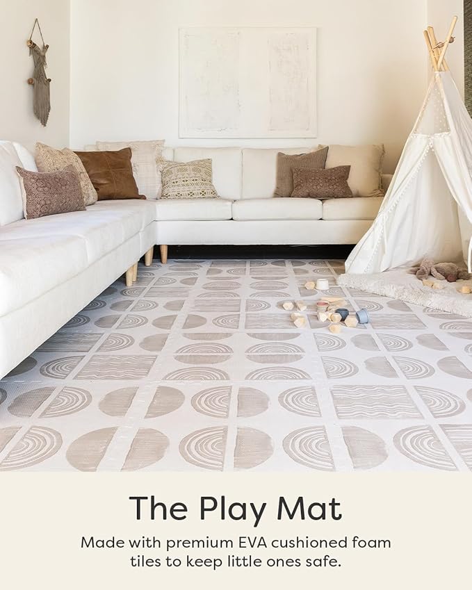 House of Noa Baby Play Mat – 4x8 Pebble Ada – Set of 8 Tiles – Cushioned EVA Foam Play Mat for Floor, Soft Interlocking Baby Crawling Mats for Hard Floors