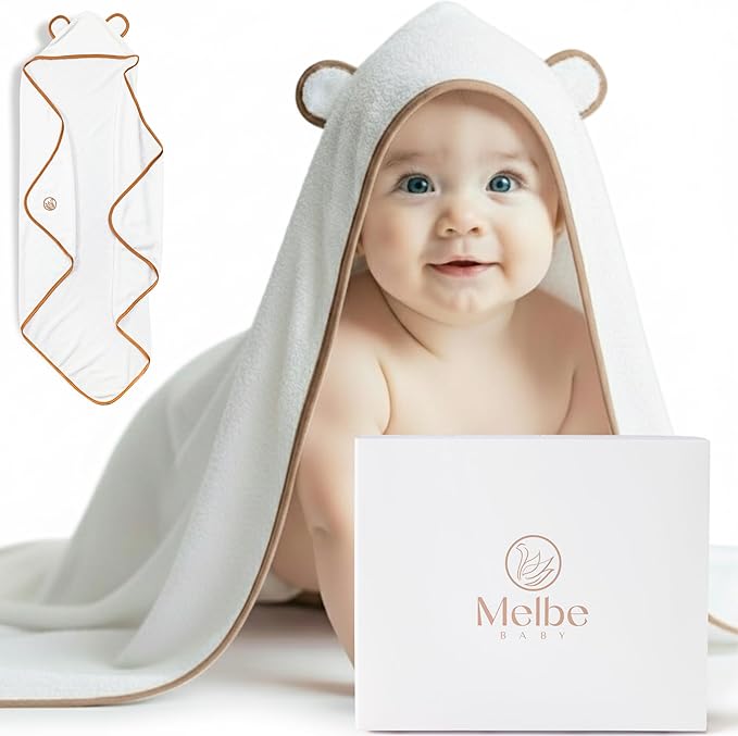 Premium Hooded Baby Towel - Super Soft & Absorbent, 100% Rayon from Bamboo, 35x35 in, Perfect for Newborn, Baby, Toddler, Infant, Bath