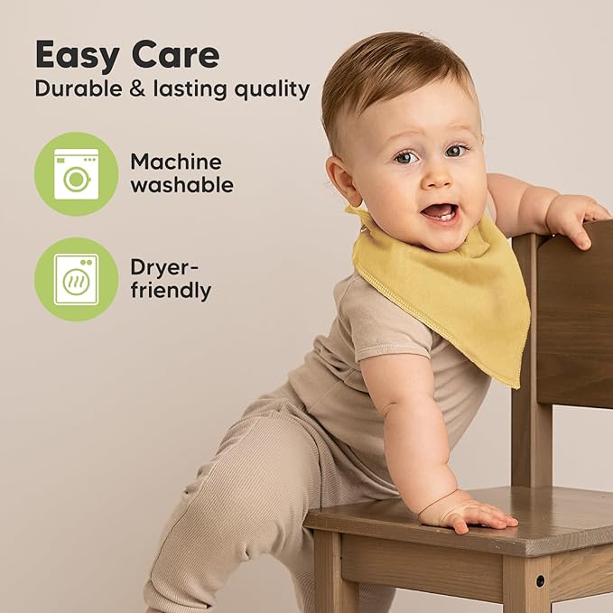 8-Pack Organic Baby Bandana Bibs for Boys, Girls - Super Absorbent Triangle Baby Bibs for Drooling and Teething Infant, 100% Cotton Extra Soft for Newborn, Infant 0-36 Months (Daybreak)