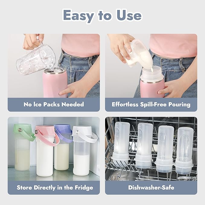 HEYTRIP Vacuum Insulated Breastmilk Cooler Bottle, 20oz Stainless Steel Portable Breastmilk Chiller, Reusable Storage Container Keeps Milk Fresh for 36+ Hours, TSA Approved, Violet Aurora