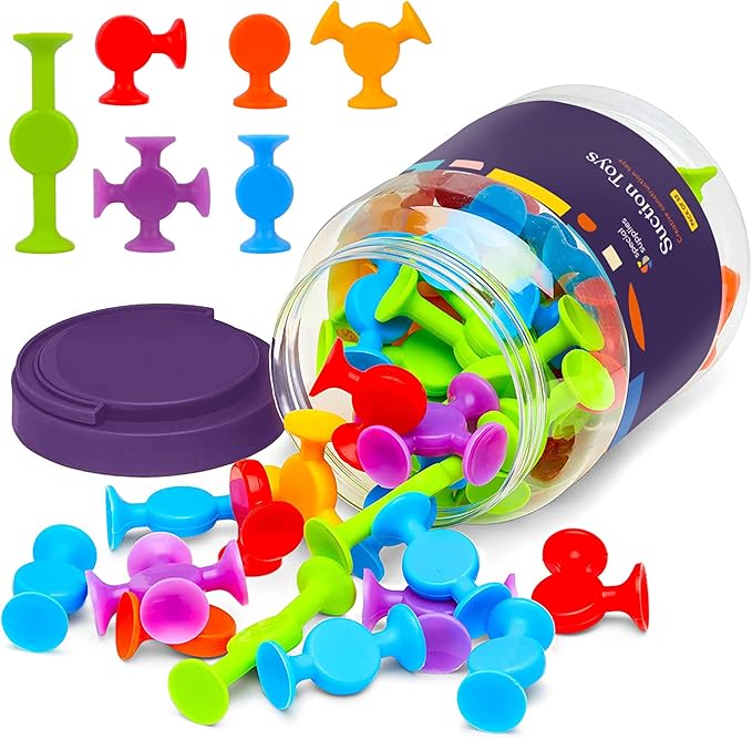 Special Supplies Suction Construction Bath Toys for Children, 50-Pcs Motor Skills, Hand-Eye Coordination, Bath Toy, Sensory, Creativity Imagination Educational Toys, Vibrant Colors, for Kids