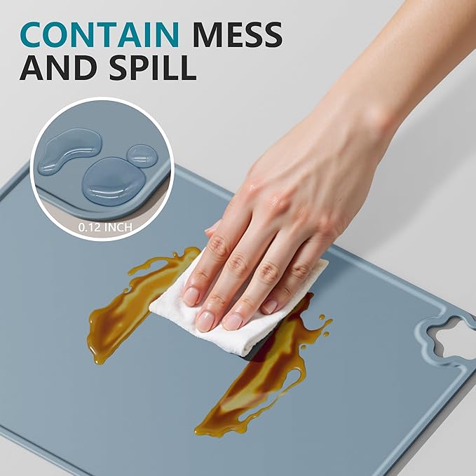 Silicone Placemat for Kid Stain-Proof Non-Slip Toddle， Reusable Portable，Heat Resistant for Toddlers placemat 2 Pack