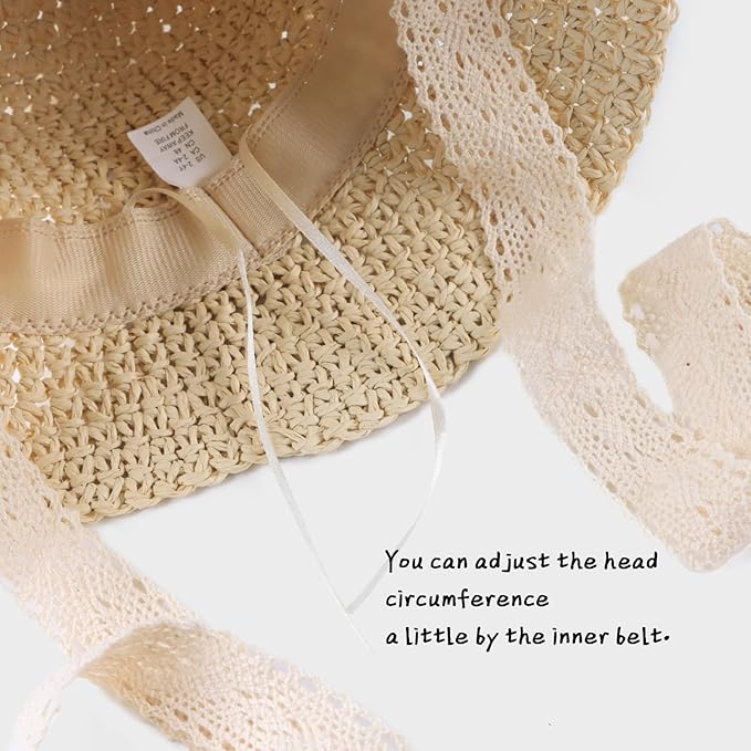 Baby Girl Straw Hat Outdoor Baby Sun Protection Hats Summer Bowknot Beach Cap for Infant Toddler Girls
