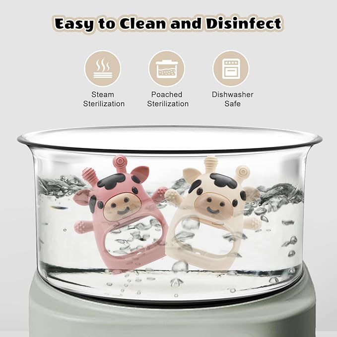 2 Pack Baby Teething Toys for 3-6 6-12 Months, Food Grade Silicone Infant Teether Mitten, Baby Essentials Teething Relief, Newborn Essentials Chew Toys for Sucking Needs