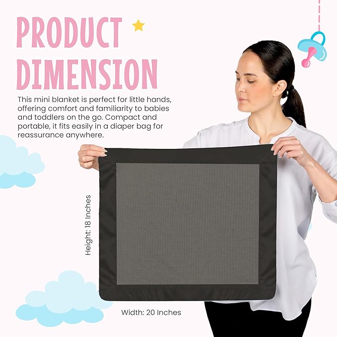 Thermal Waffle Knit Baby Blanket - Soft Breathable Mini Blanket for Newborns and Infants - Toddler Blankey for Strollers, Travel, Naptime, Nursery and More - 18" x 20" (Gray, Satin Trim)