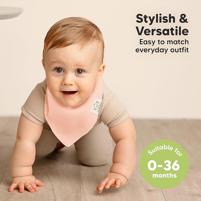 8-Pack Organic Baby Bandana Bibs for Girls - Super Absorbent Triangle Baby Bibs for Drooling and Teething Infant, 100% Cotton Extra Soft for Newborn, Infant 0-36 Months (Dew)