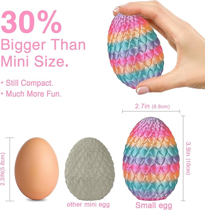 Small Dragon Eggs with Dragon Inside, 3D Printed Surprise Funny Gifts for Kids, Articulated Dragon Fidget Toys for Adults, Executive Desk Toys Office Room Décor (Pastel Rainbow)