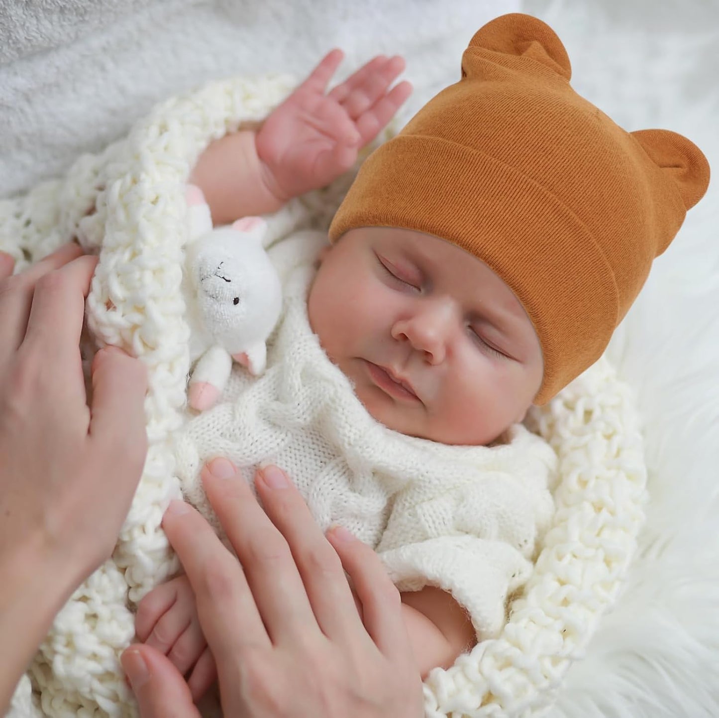 DRESHOW BQUBO 4 Pieces Baby Beanie Newborn Toddler Soft Cute Knit Hat Hospital Hats for Baby Boys Infant Cap Beanies