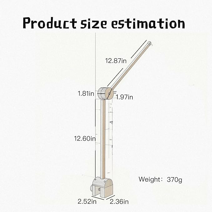 Natural Wooden Crib Mobile Arm - 360° Adjustable Mobile Arm for Crib, Sturdy Mobile Holder for Crib with Anti-Slip Design, Safe Mobile Hanger for Crib Attachment, Nursery Decor for Baby Boy & Girl