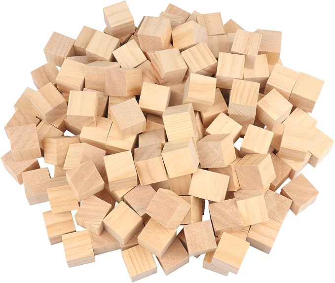 200 Packs Wooden Blocks for Crafts, 1.2 Inch Pine Wood Cubes, 3 x 3 x 3 cm Wooden Cubes for Paint, Stamp, Decorate, DIY Projects and Personalized Gifts,by GNIEMCKIN.