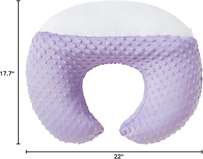 Nursing Pillow and Positioner Breastfeeding and Bottle Feeding, Propping Baby, Tummy Time, Sitting Support for Baby Boy Girl, with Removable Dots Cover (Lavender)