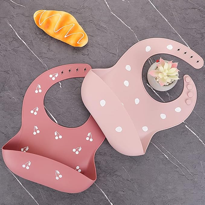 ME.FAN Silicone Baby Bibs for Babies & Toddlers | Adjustable Silicone Bibs Set of 2