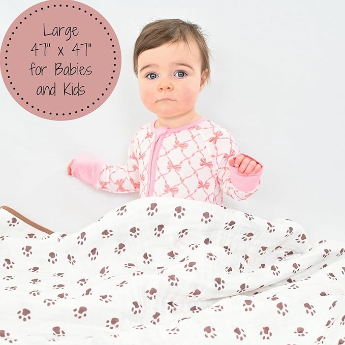 LollyBanks Muslin Baby Blanket 100% Organic Cotton, Muslin Quilt Lightweight, 6 Layers Baby Blankets 47"x 47", Toddler Blanket for Boy and Girl, Nursery Receiving Blankets (Cats Print)