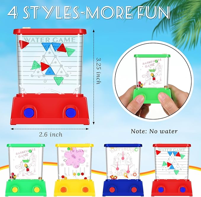 Sumind 10 Pieces Handheld Water Game for Kids Mini Water Ring Toss and Basketball Hoop Toy 90s Retro Mini Games for Goodie Bags Stuffers Birthday Return Gifts Classroom Rewards(Bright,Modern Style)