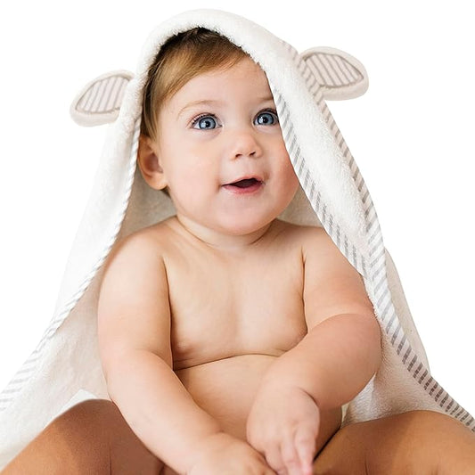 San Francisco Baby Towel Set for Newborn - Premium Hooded Baby Towels with Washcloth, Baby Bath Towels for Boys and Girls, Luxury White