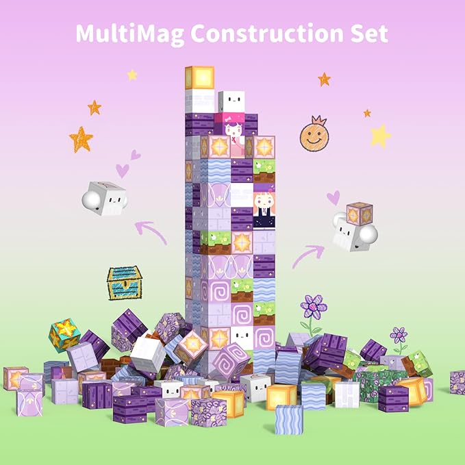 Magnetic Blocks Kid Building Toys - 120Pcs Magnet Cubes Toddler Montessori Sensory STEM Toy for 3-5 4-6 5-7 6-8 Year Old Boys Girls, Build Magic Castle Set