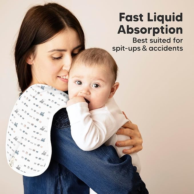 Organic Burp Cloths Baby Boy & Girl - 5-Pack Super Absorbent Cotton Burping Cloths for Babies, Soft & Plush Newborn Spit Up Rags, Infant Towels for Milk Spit Up, Unisex, Large 21" x 10" (Vessels)