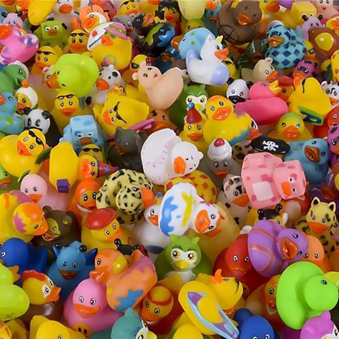 Assorted Rubber Ducks Toy Duckies for Kids and Toddlers, Bath Birthday Baby Showers Classroom, Summer Beach and Pool Activity, 2" Inches (200-Pack)