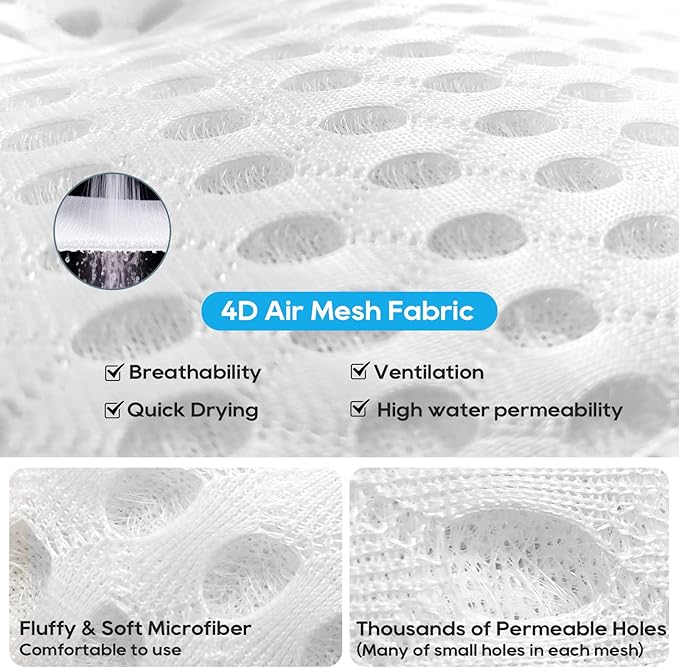 OS OMYSTYLE Baby Bath Kneeler and Elbow Rest Pad Set, 1.5'' Thick Quickly Dry Bathtub Kneeler Pad with Baby Toys & Bath Accessories Organizer, Kneeling and Elbow for Tub, Non-Slip Mat(White)