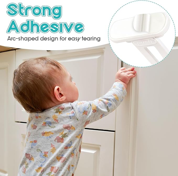 11Pcs Upgraded Cabinet Locks Baby Proofing -Invisible Foldable baby proofing cabinets-child locks for cabinets and drawers Easy Installation/No Need for Drilling (white-11)