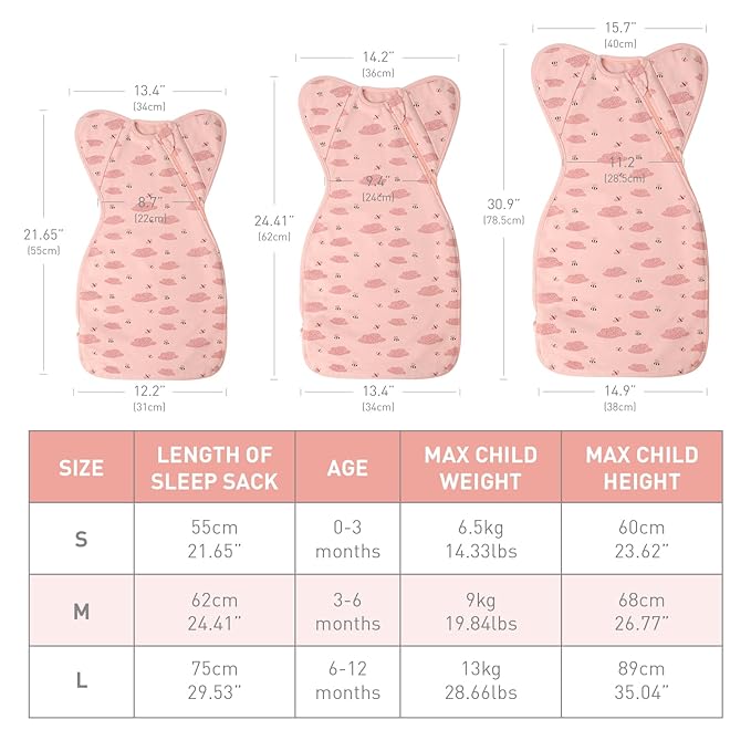 Baby Sleep Sack Swaddles for Newborn 0-3 Months, Arms Up Swaddle Blanket 2 Packs Cotton, Hands Up 3-Way Transitions to Arms-Free Wearable Sleeping Sack Bag for Boys Girls Snug Fit Calms Startle Reflex