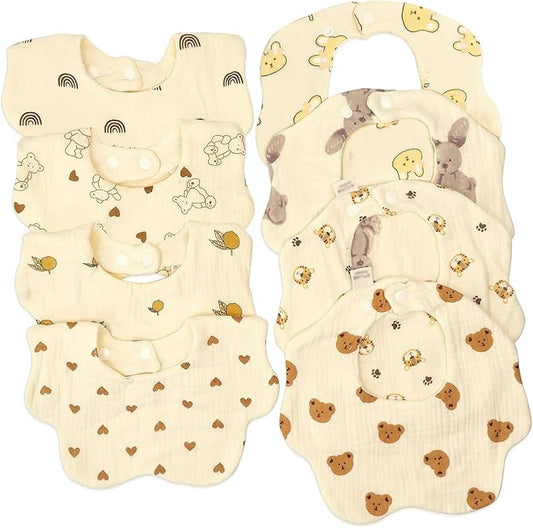 Muslin Baby Bibs for Drooling and Teething Newborn Drool Bibs for Baby Girl Boy